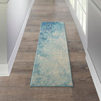 Nourison Passion Navy/Light Blue 2'2'' X 7'6'' Area--Rug, Modern, Abstract, Easy--Cleaning, Non Shedding, Bed Room, Living Room,