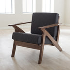 Baxton Studio Cayla Lounge Chair Grey/Mid-Century/Walnut Brown