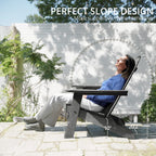 Lue Bona Folding Adirondack Chair Set Of 4, Dark Gray Hdps Fire Pit Patio Chairs Weather Resistant, Modern Plastic Outdoor Chairs With Cup Holder