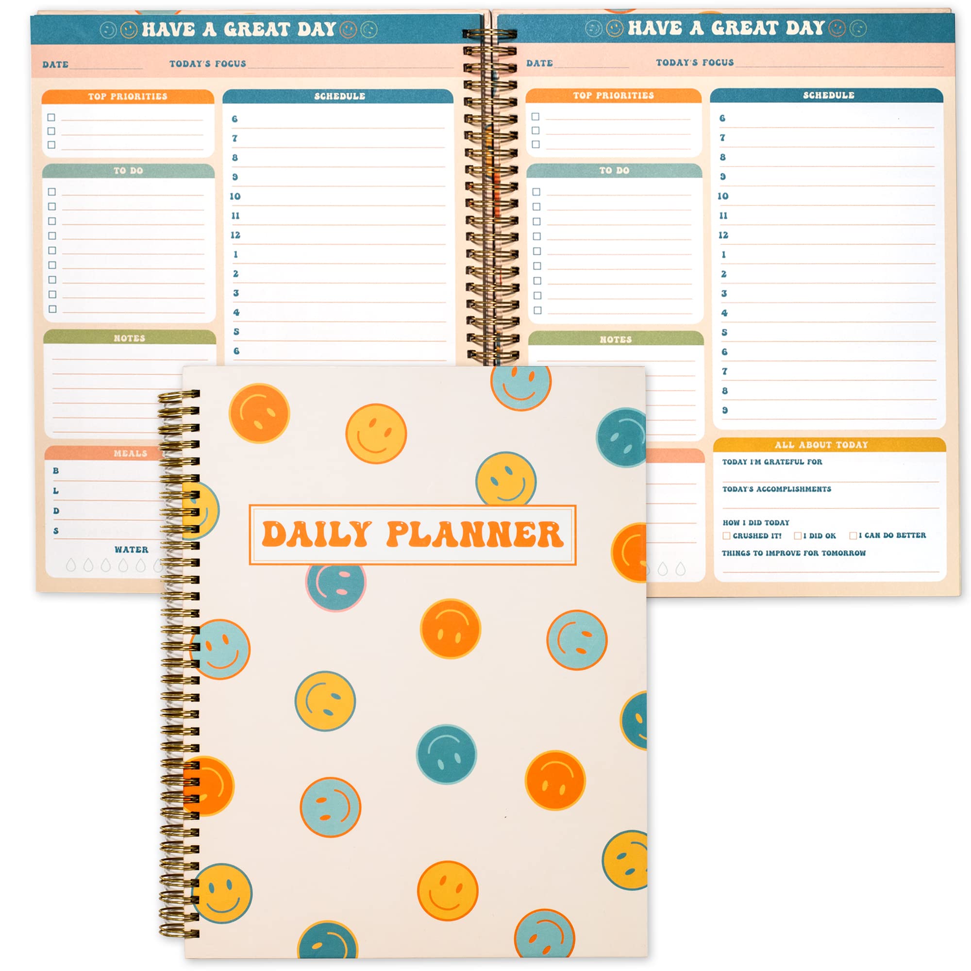 Undated Daily Planner Notebook 8.5X11, To Do List Notebook, Habit Tracker Journal, A4 Large Hardcover Spiral Schedule Notebook P
