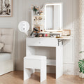 Haewon Small Vanity Desk with Mirror and Lights, Makeup Vanity with Charging Station, Compact Dressing Table Set with Storage Ch