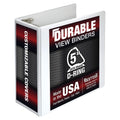Samsill Durable 5 Inch Binder, Made In The Usa, D Ring Binder, Customizable Clear View Binder, White, Holds 1050 Pages