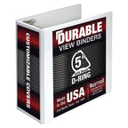 Samsill Durable 5 Inch Binder, Made In The Usa, D Ring Binder, Customizable Clear View Binder, White, Holds 1050 Pages