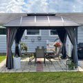 10  x 12  Hardtop Gazebo Outdoor Aluminum Gazebo Arc Grill for Patios Deck Backyard,Galvanized Steel Double Roof,Curtain&Netti
