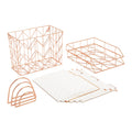U Brands Desktop Fashion Filing Set, Desktop Organizer, Wire Metal, Rose Gold, 10 Pieces