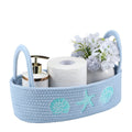 Vesici Ocean Woven Toilet Paper Basket Boho Coastal Cotton Rope Bathroom Countertop Organizer with Starfish Seashell Blue Bathro