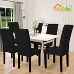 Easy-Going 100% Waterproof Dining Room Chair Cover Set Of 8, Stretch Jacquard Parson Chair Slipcover Removable Washable Chair Protector For Home, Restaurant, Banquet (Xlarge, Black)