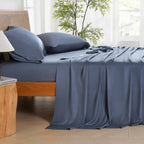 Andency Dark Blue Grey Full Size Bed Sheets, 100% Viscose Derived From Bamboo, Cooling Full Sheets, Deep Pocket Up To 16', Silky Soft Bed Sheets, Hotel Luxury Breathable Bedding Sheets & Pillowcases…