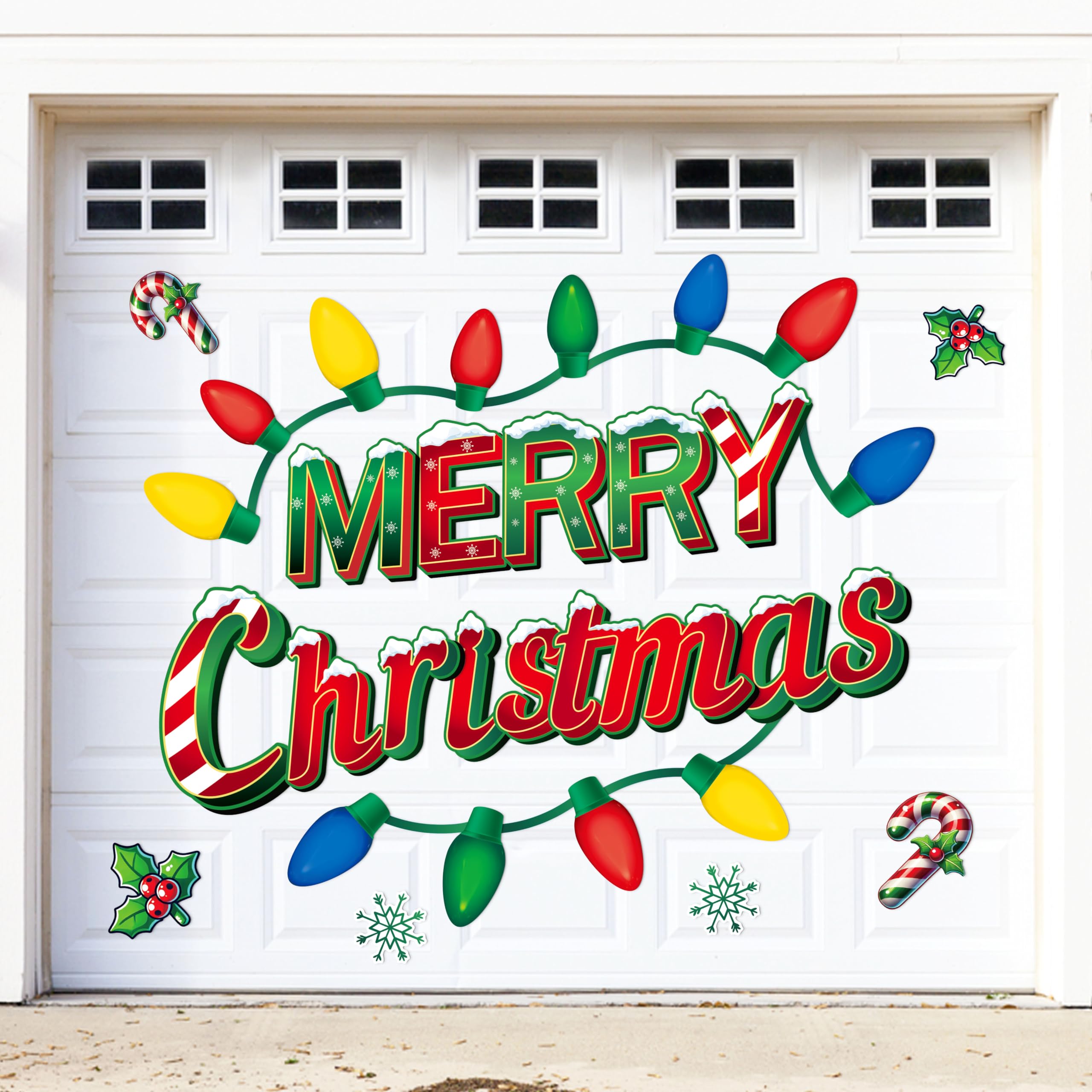 90Shine 39Pcs Christmas Garage Door Decorations Magnets - Merry Xmas Bulbs Holiday Refrigerator Fridge Kitchen Decor
