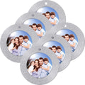 12 Pieces Christmas Magnetic Photo Frame Ornaments with Twine, Glitter Round Holiday Picture Frames Gifts and Tree Decoration fo