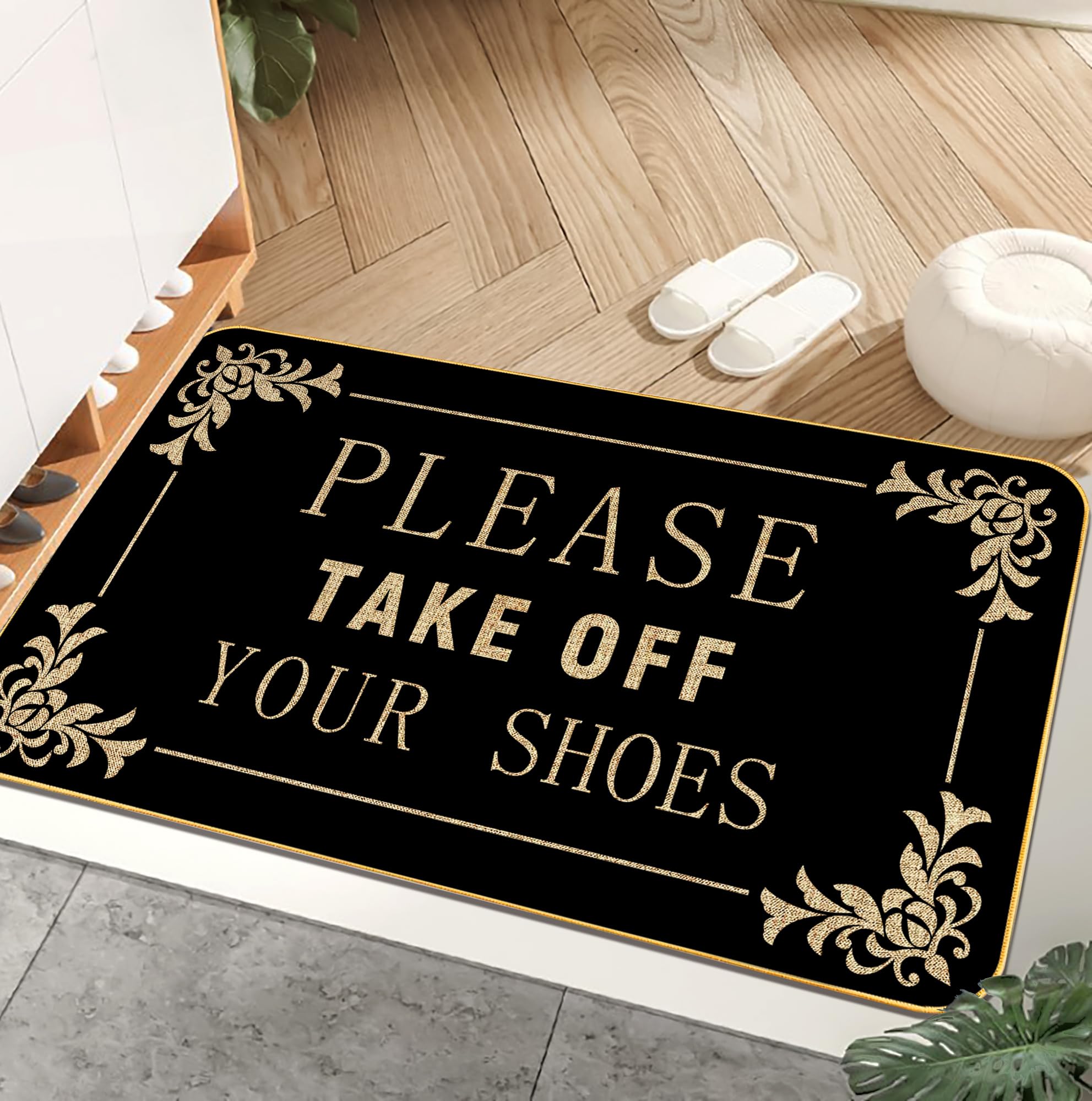 Funny Welcome Mats Please Take Off Your Shoes Mat For Entrance Indoor And Outdoor Personalized Mats Anti-Slip Novelty Gift Mat 1