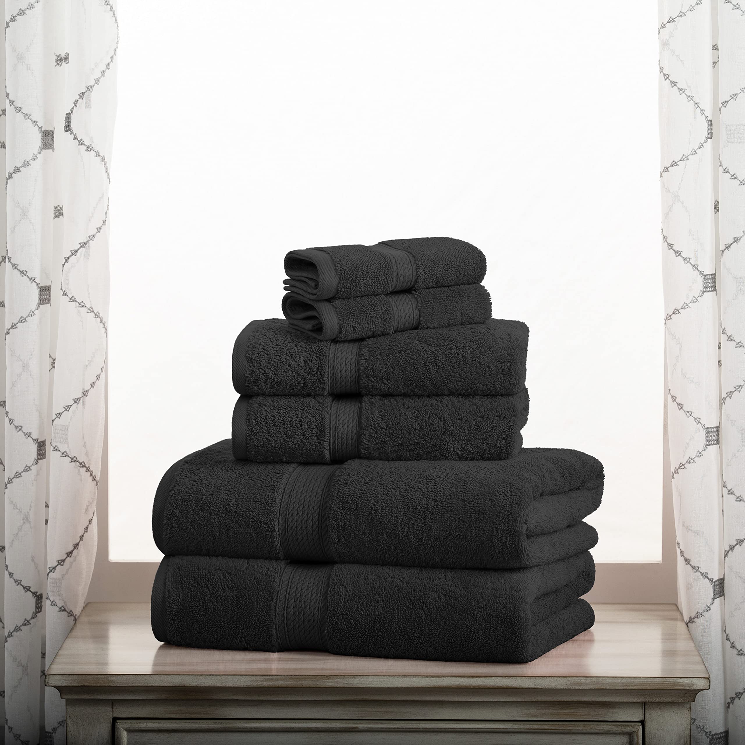 Superior Egyptian Cotton Pile 6 Piece Towel Set, Includes 2 Bath, 2 Hand, 2 Face Towels/Washcloths, Ultra Soft Luxury Towels, Th
