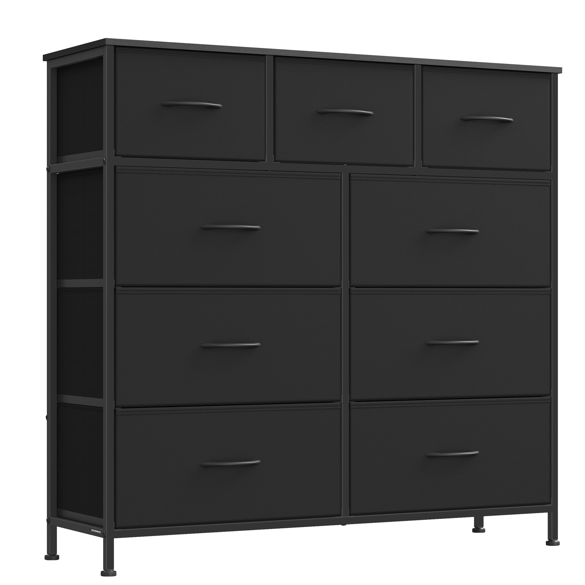 SONGMICS Dresser for Bedroom, Chest of Drawers, Steel, MDF, 9 Non-Woven Fabric Drawers, Storage Organizer Unit, Closet, Entryway