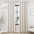 Jowels Ivory Linen Blackout Curtains 84 Length 2 Panels Set for Living Room Bedroom, 100% Black Out Thermal Insulated Linen Drap
