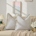 Zwjd Throw Pillow Covers 16X16 Set Of 2 Striped Pillow Covers With Fringe Chic Cotton Decorative Pillows Square Cushion Covers F