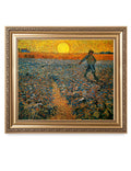 DECORARTS - The Sower - Vincent Van Gogh. Giclee Print on Canvas with matching Golden-relief Framed Wall Art. Picture Size: 24x2