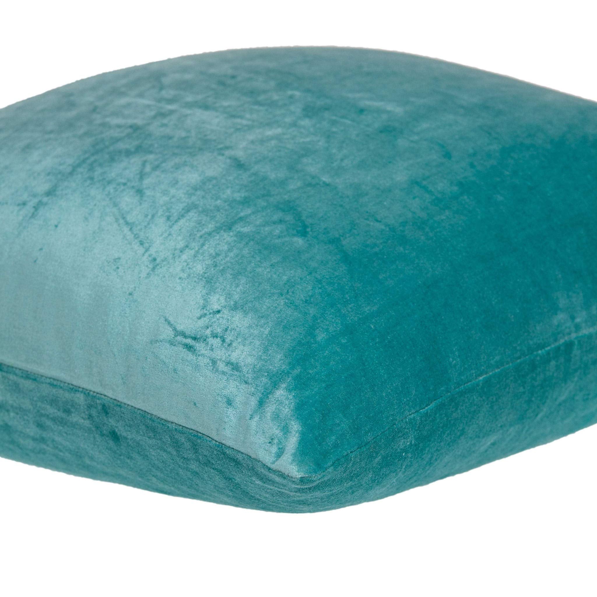 HomeRoots 50% Cotton, 50% Viscose 18' x 7' x 18' Transitional Aqua Solid Pillow Cover with Poly Insert