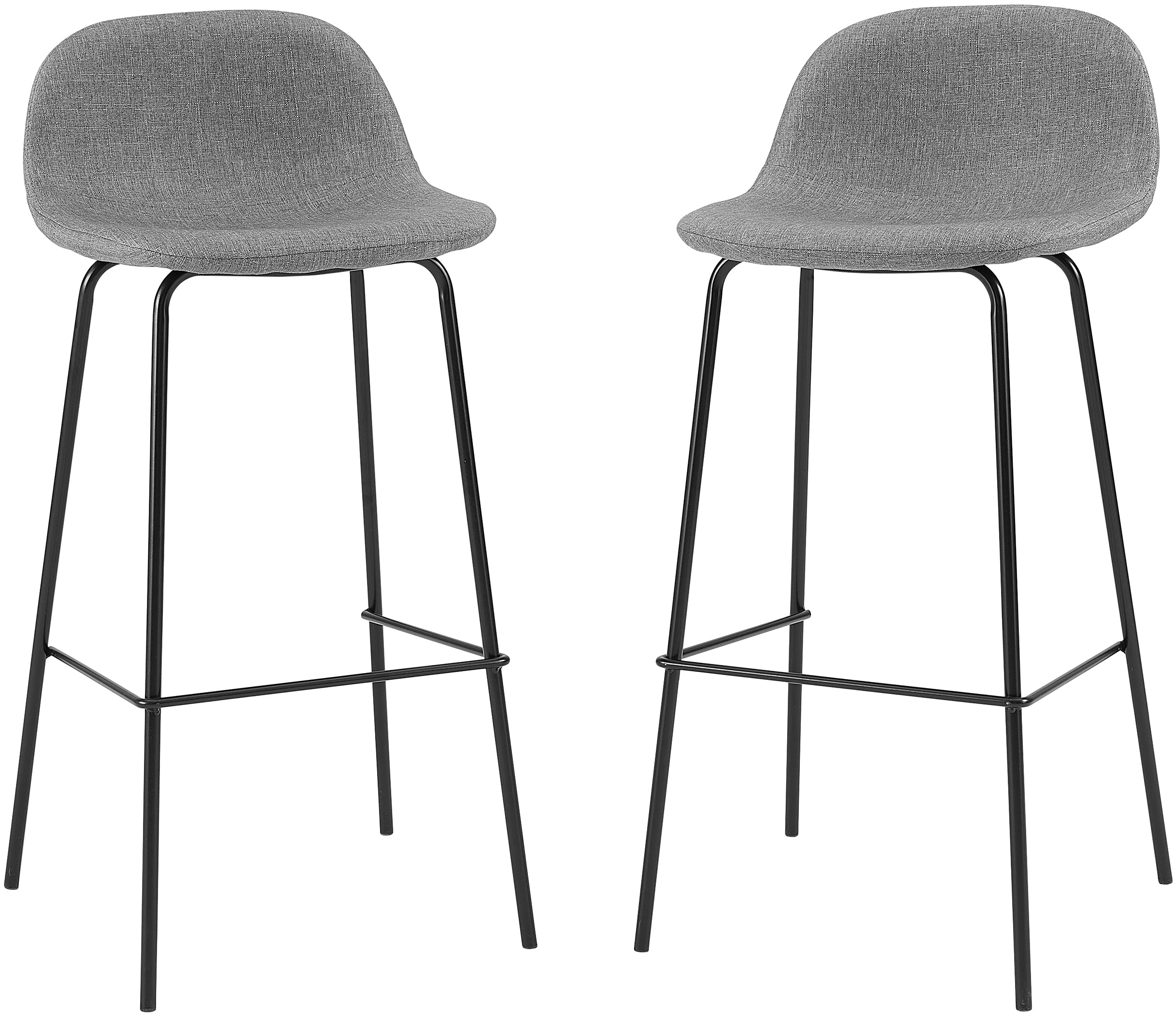 Crosley Furniture Riley Upholstered Seat Bar Stools Set of 2, Gray/Matte Black