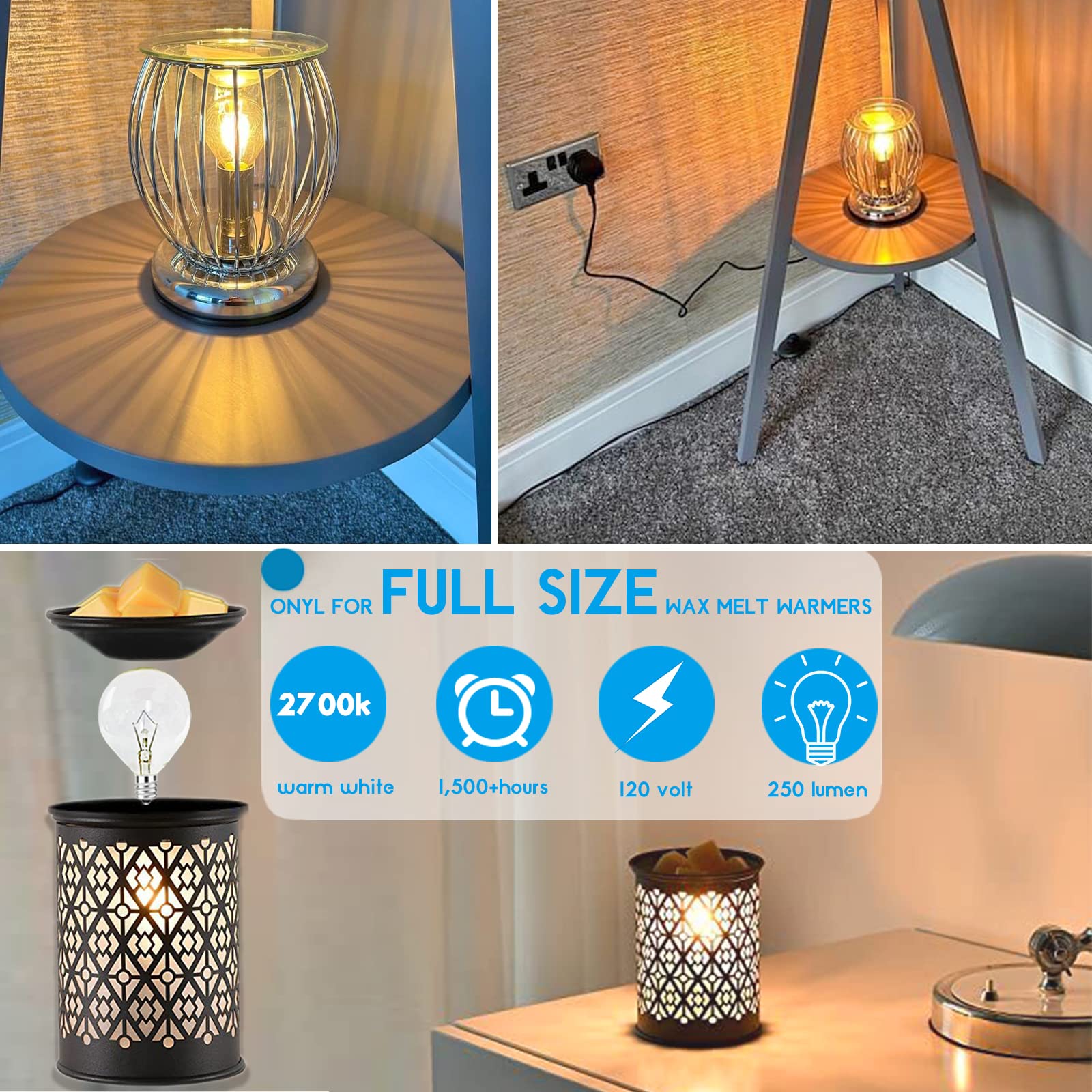 Meqiqtek Scents Light Bulbs For Warmer - 25 Watt Bulb For Full Size Wax Melt Warmers, Replacement Bulb For Wax Warmer Burner Can