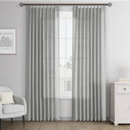 Joywell Linen Pinch Pleated Curtains 120 Inch Long,Back Tab Clip Rings Semi Sheer Light Filtering Soft Lightweight Drapes With Hooks Boho For Bedroom Living Room,W50 X L120,Grey,2 Panels Set