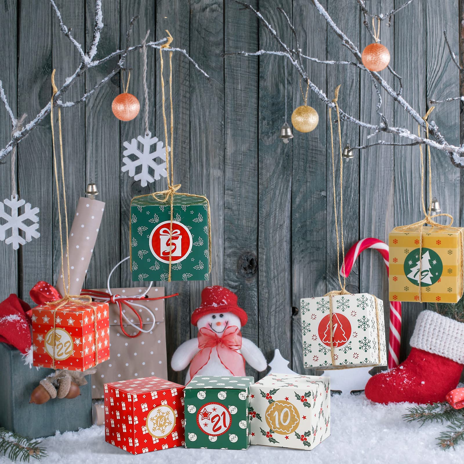 Gwhole Christmas Advent Calendar 2024, 24 Days Diy Countdown To Christmas Boxes With 1-24 Number Stickers Kit For Kids, Boys, Gi