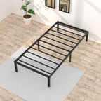 Upcanso 16 Inch Narrow Twin Bed Frame 30X75 No Box Spring Needed, Metal Platform 75X30 Narrow Twin Bed Frames, Eassy Assembly 3,500 Lbs Heavy Duty Bedframes, Black