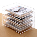 Sanrui Acrylic Paper Organizer Letter Tray For Desk, 4 Tier Enlarged File Sorter,Clear File Holder Desktop Shelf Document Storag