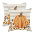 Gohdiwh Fall Pillow Covers 18X18 Pack Of 2 Orange Pumpkin Leaf Branch And Stripes Fall Decor Pillowcase Autumn Thanksgiving Deco