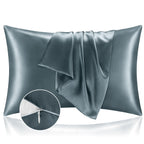 Bedelite Satin Pillowcase With Zipper, Space Grey Pillow Cases Queen Size Set Of 2, Super Soft And Cooling Similar To Silk Pillo