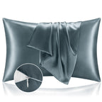 Bedelite Satin Pillowcase With Zipper, Space Grey King Size Pillow Cases Set Of 2, Super Soft And Cooling Similar To Silk Pillow