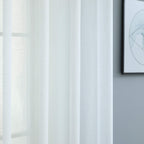 Pitalk White Semi Sheer Curtains 90 Inches Long For Living Room 2 Panels Set Rod Pocket Faux Linen Textured Lightweight Flowy Se
