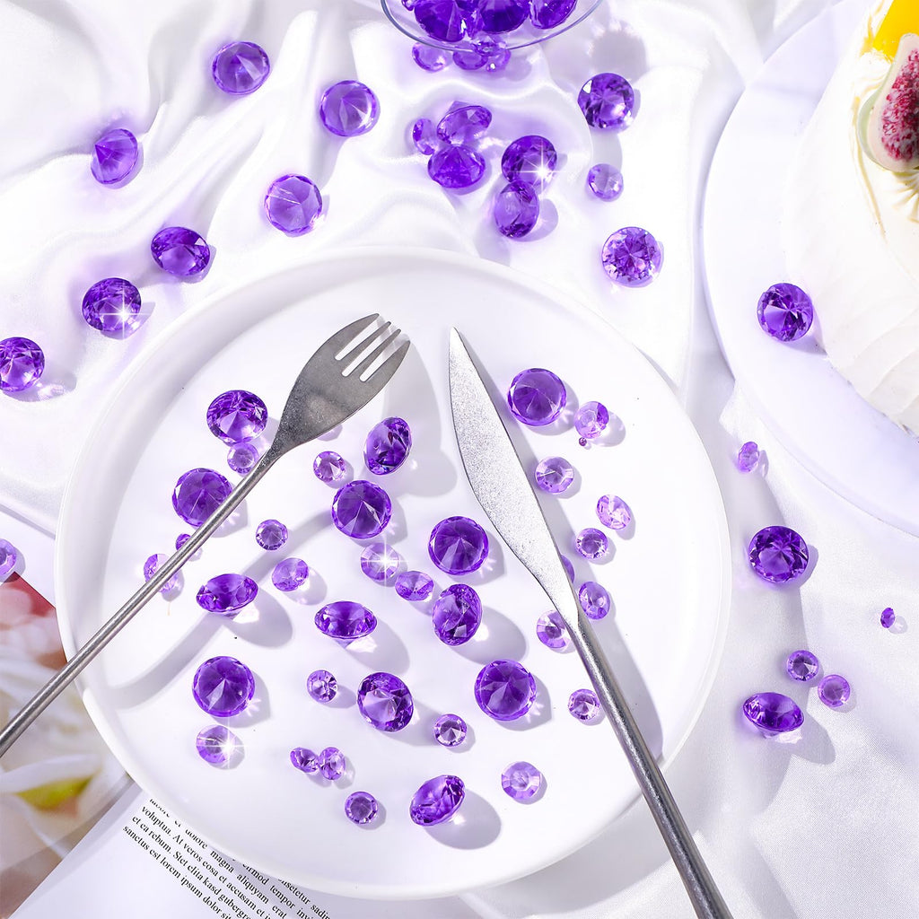 Hicarer 800 Pieces Diamond Decorations Acrylic Diamond Table Scatter Crystals For Table For Vase Fillers Party Table (Purple,20M