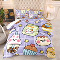 Qoomo Kawaii Bear Comforter Set For Kids Teens Girls Women,Purple Bear Kids Comforter,1 Comforter With 2 Pillowcase, Microfiber