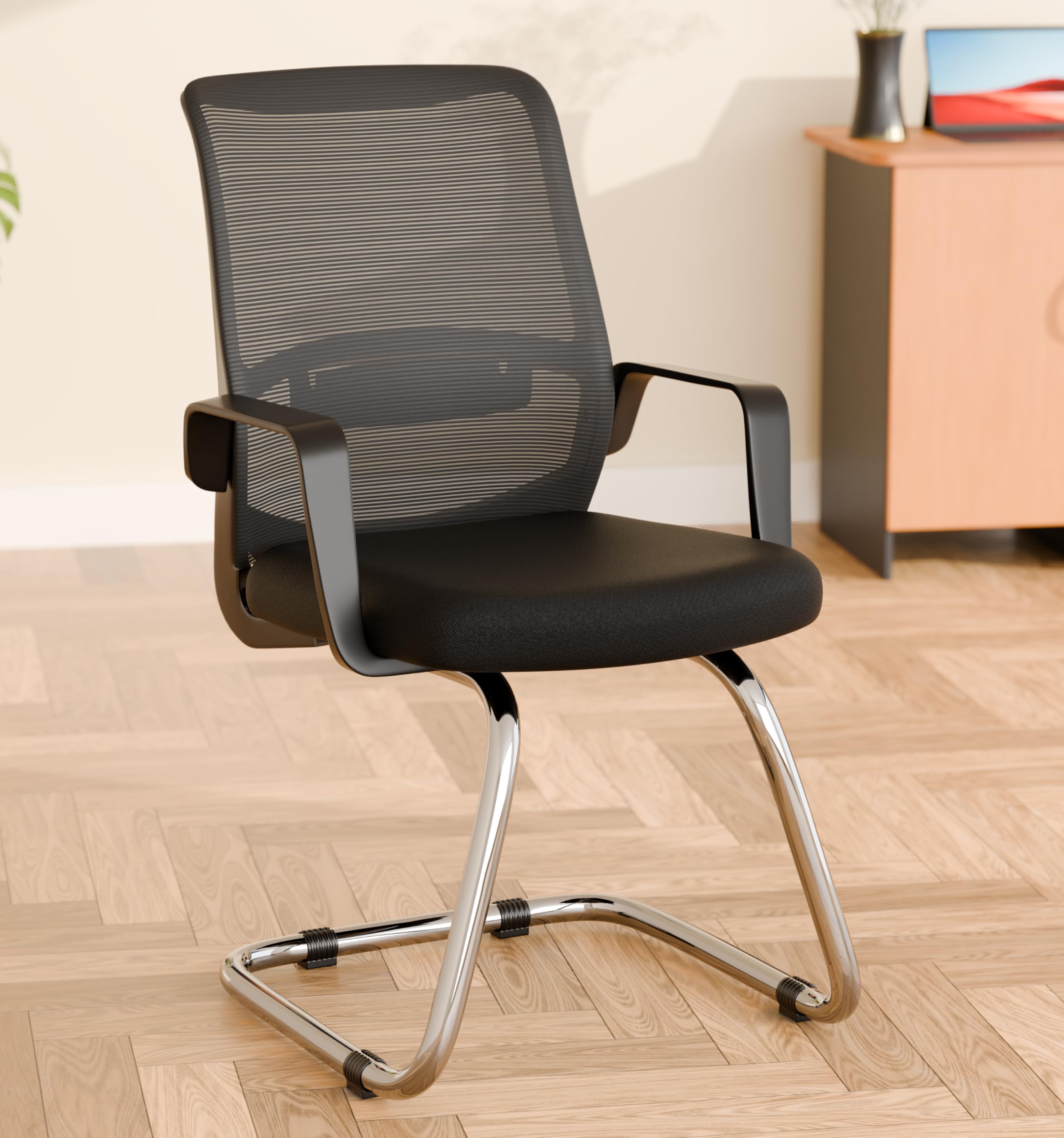 Da Urban Dysen Mid Back Mesh Visitor Chair | Heavy Duty Metal Frame | Office Visitor/Study/Waiting Room Sitting Chair| Professio