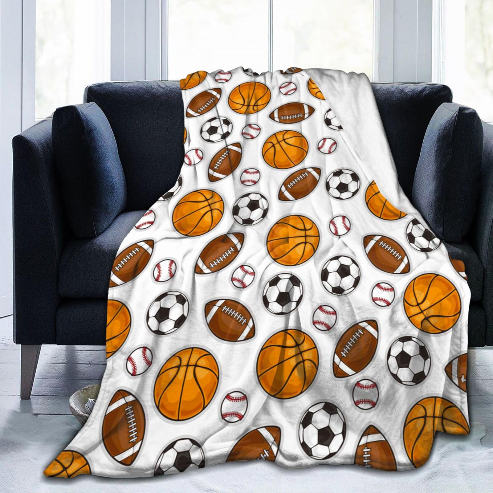 Basketball Soccer Football Baseball Ball Throw Blanket Soft Bed Bedding Warm Cozy Plush Flannel Fleece Blankets Gifts For Kids B