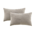 Fancy Homi Set of 2 Taupe Boho Lumbar Rectangle Decorative Throw Pillow Covers 12x20 Inch with Diagonally Pattern for Couch Bed 