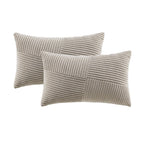 Fancy Homi Set of 2 Taupe Boho Lumbar Rectangle Decorative Throw Pillow Covers 12x20 Inch with Diagonally Pattern for Couch Bed 