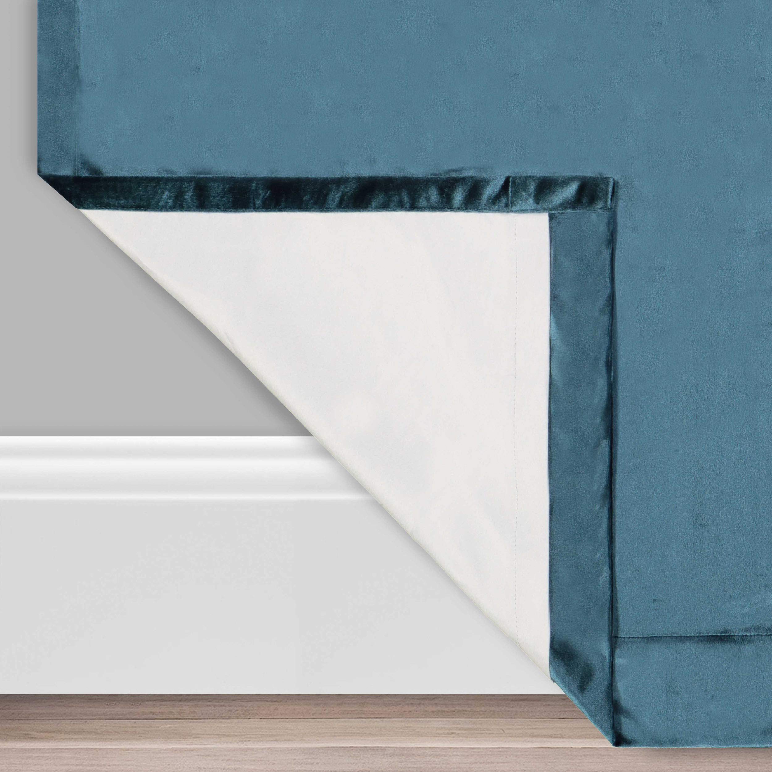 Eclipse Harper Velvet Rod Pocket Curtains For Bedroom, Single Panel, 50 In X 84 In, Teal