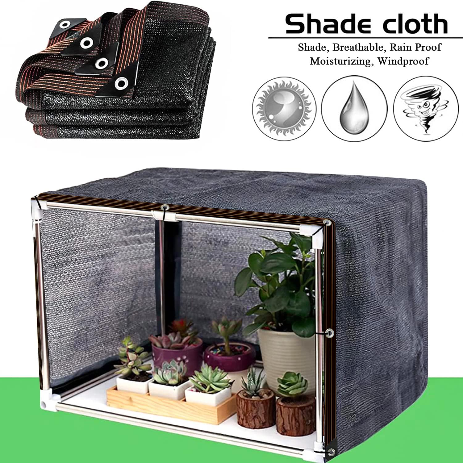 Shade Cloth - Outdoor Sun Shade With Grommets,Garden Shade Netting For Plants Heat Protection Greenhouse Patio Dog Kennel Chicke