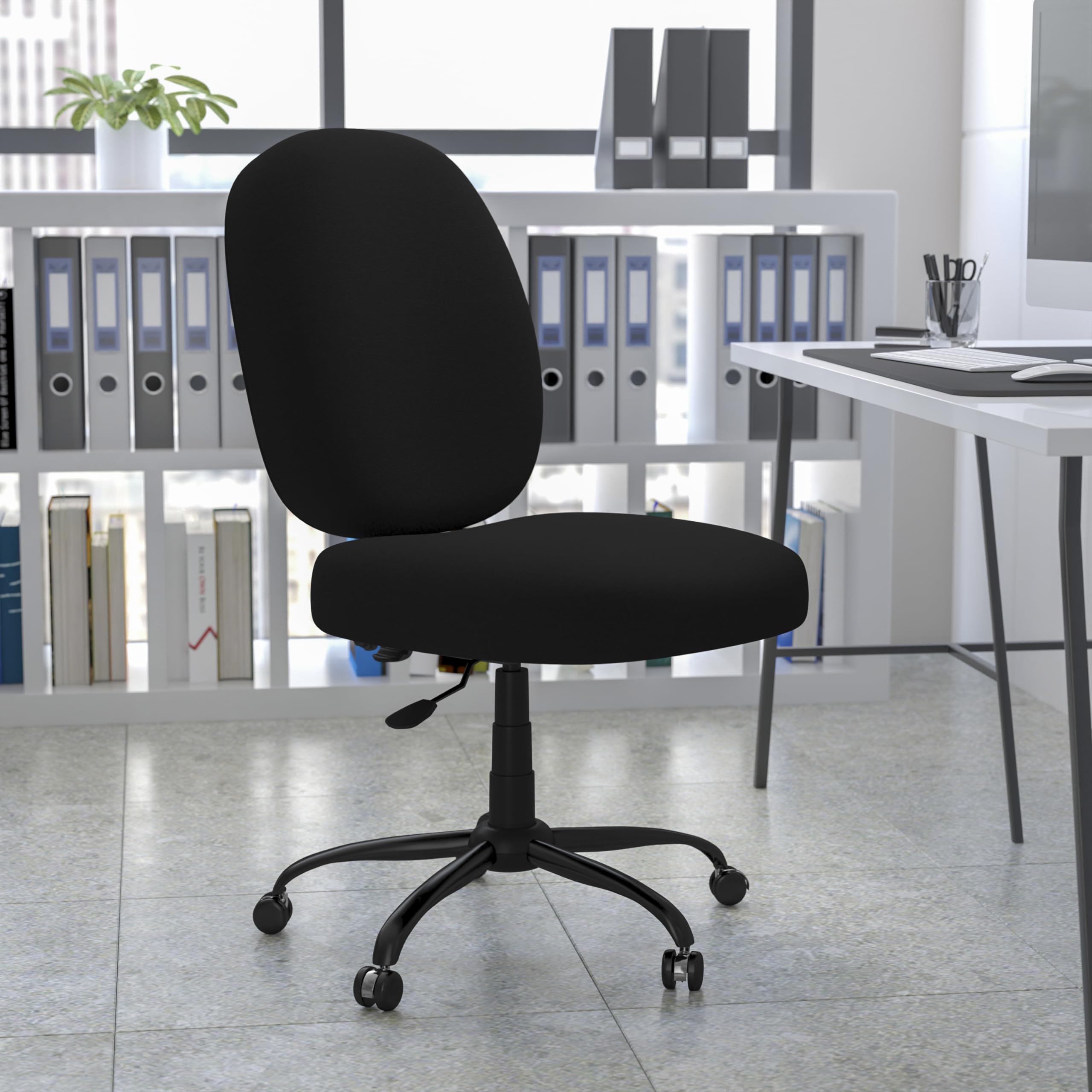 Flash Furniture HERCULES Series Big & Tall 400 lb. Rated Black Fabric Executive Swivel Ergonomic Office Chair with Adjustable Back