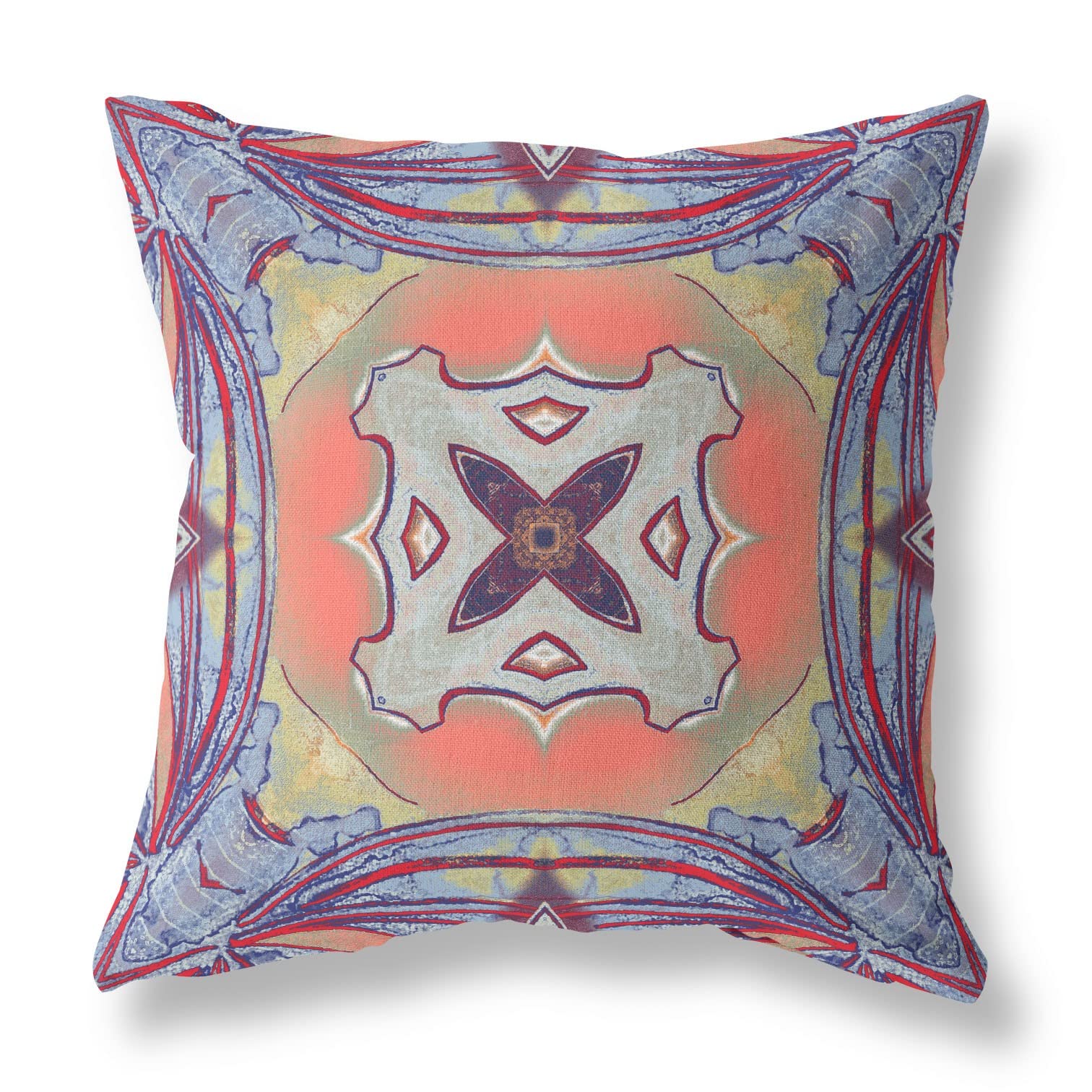 HomeRoots 18â€ Purple Orange Geo Tribal Suede Throw Pillow