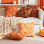 Miulee Rust Throw Pillow Covers 16X16 Inch, Soft Winter Plush Faux Wool Couch Pillow Covers Set Of 2 Decorative Farmhouse Boho Throw Pillows For Sofa Living Room Bed