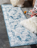 Unique Loom Sofia Collection Area Rug - Salle Garnier (3 3 x 19 8 Runner, Blue/ Ivory)