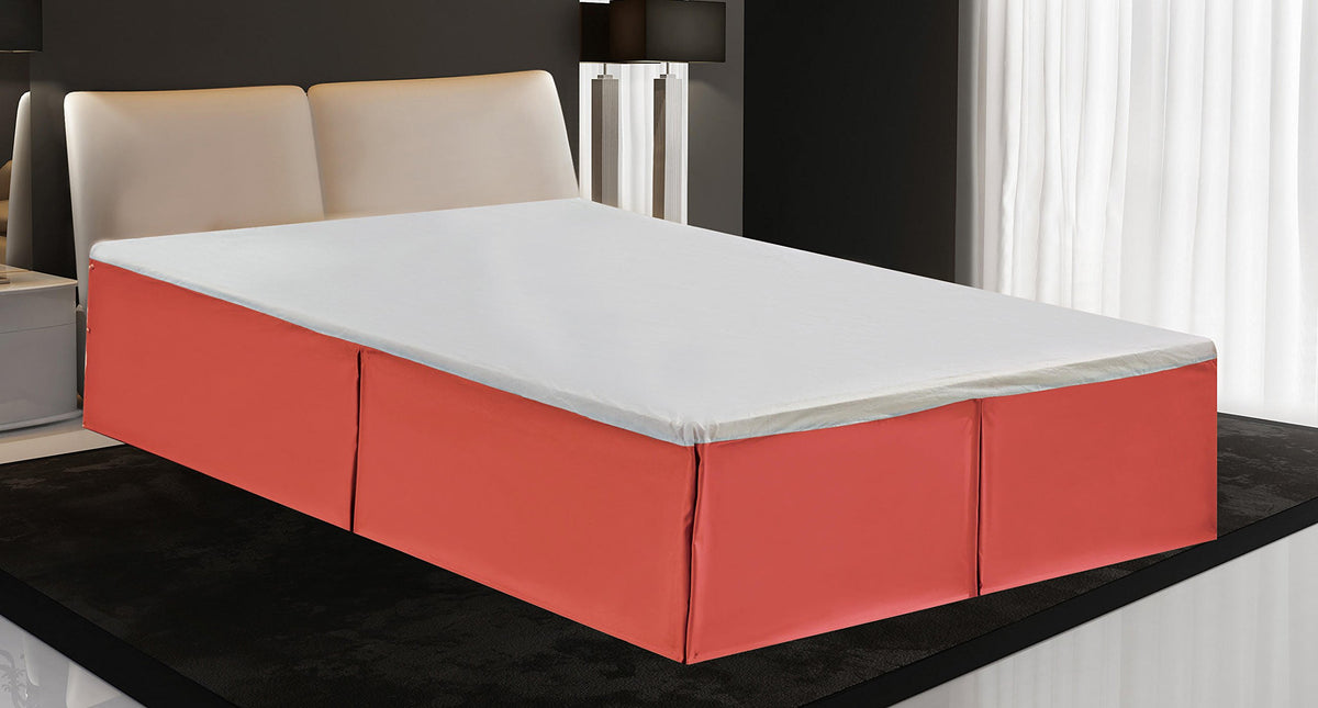 Full Size Luxury Tailored Bed Skirt 14'' Drop Pleated Styling Dust Ruffled Solid Coral New