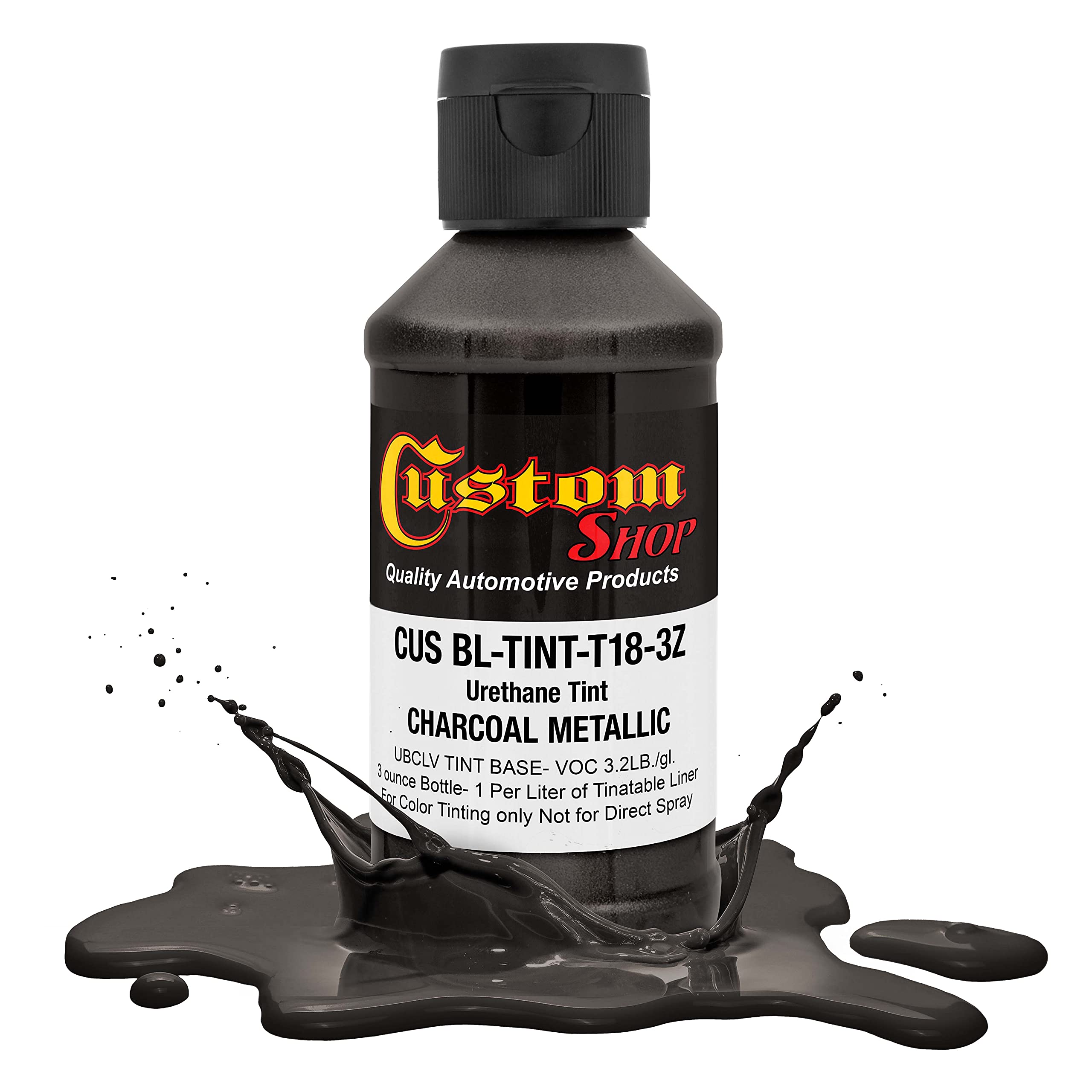 Custom Coat 3 Ounce (Charcoal Metallic Color) Urethane Tint Concentrate For Tinting Truck Bed Liner Coatings - Proportioned For