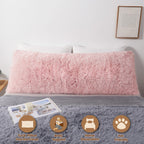 Mego Shaggy Plush Body Pillow Cover, Pink Faux Fur Fluffy Body Pillowcase, 20X54 Boho Fuzzy Full Body Pillow Case, Furry Rectang