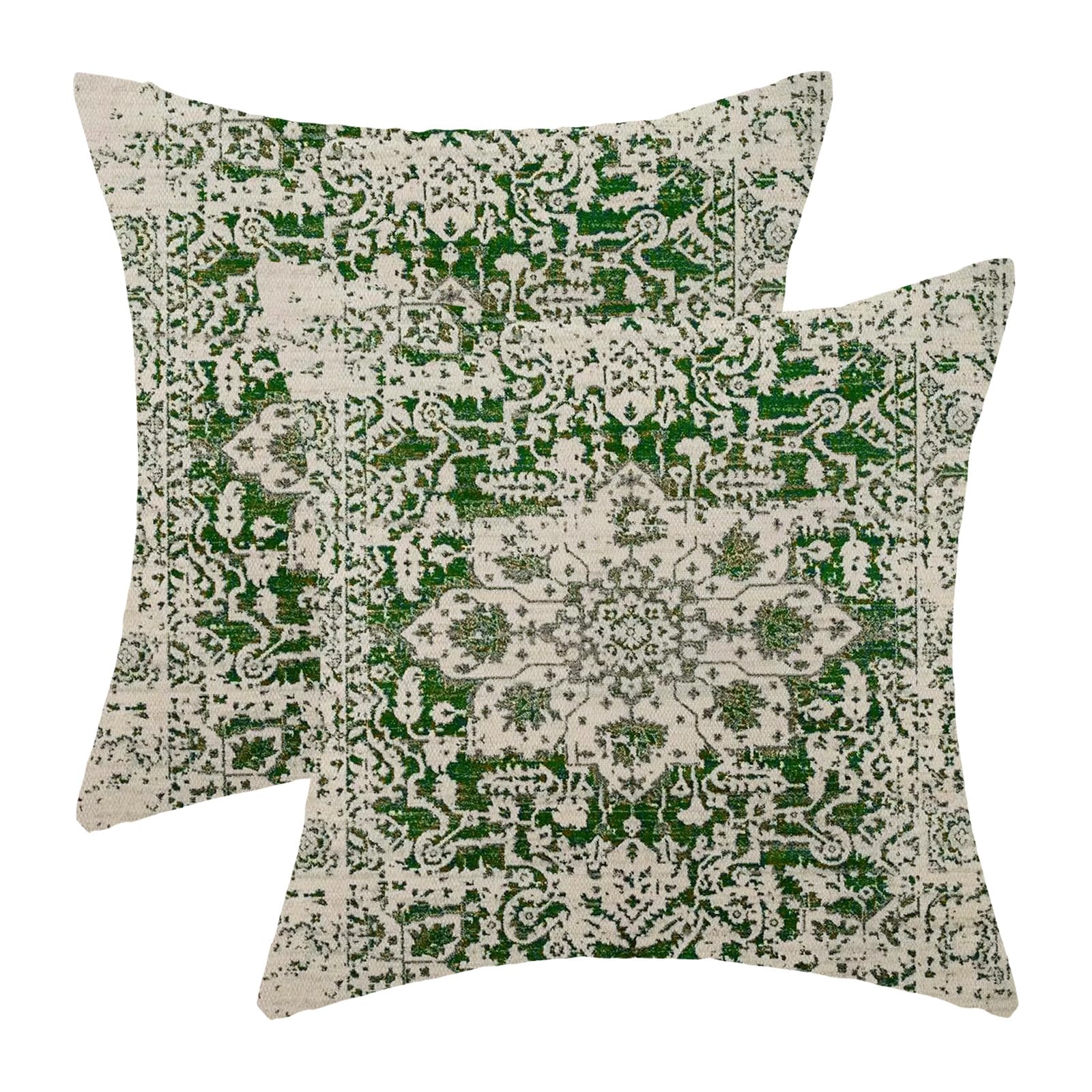 Aeioae Boho Pillow Covers 20X20 Inch Set Of 2,Sage Green Beige Carpet Pattern Throw Pillows Case,Ethnic Design Retro Outdoor Dec