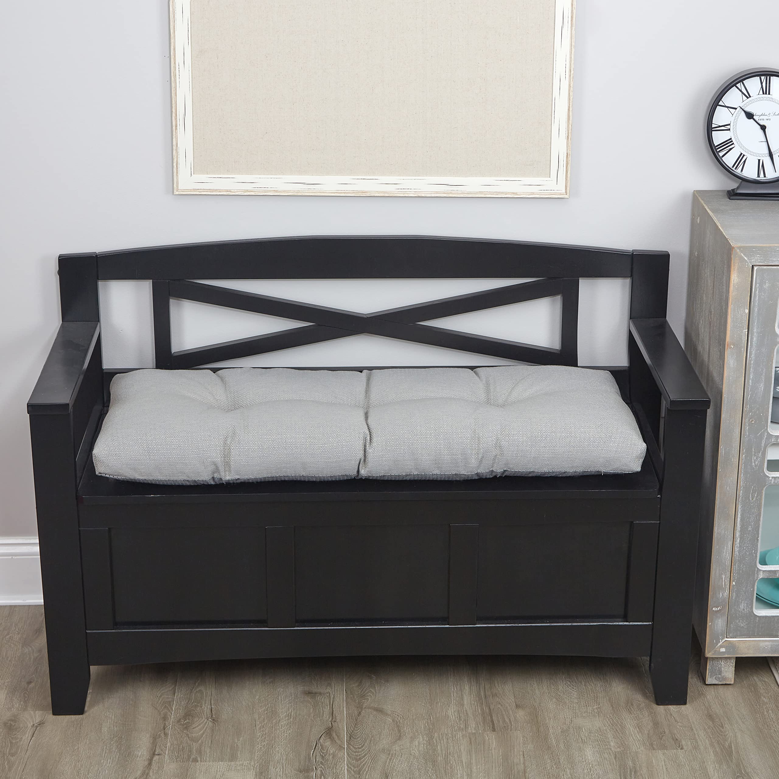 Klear Vu The Gripper Omega Non-Slip Tufted Bench Cushion For Indoor Furniture, Entryway Storage, Bay Window, Corner Nook Or Piano Seat, 35 Inches, 04 Gray