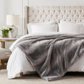 Hyde Lane Soft Faux Fur Throw Blanket, Luxury Fluffy Grey Blankets For Couch Bed Decoration, Thick Heavy & Puzzy Throws, Chinchi