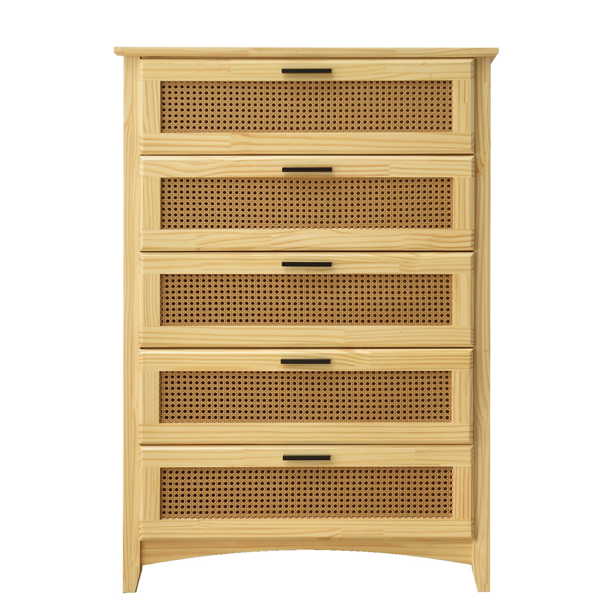 Woodpeckers Furniture And Mattress Pine Wood Chest with Rattan Drawers (Natural)